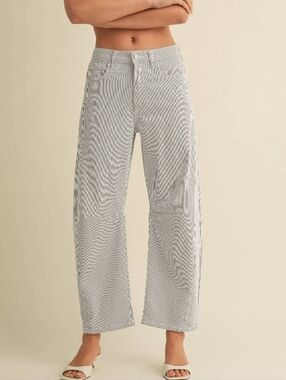 JBD Blue & White Striped Barrel Jeans